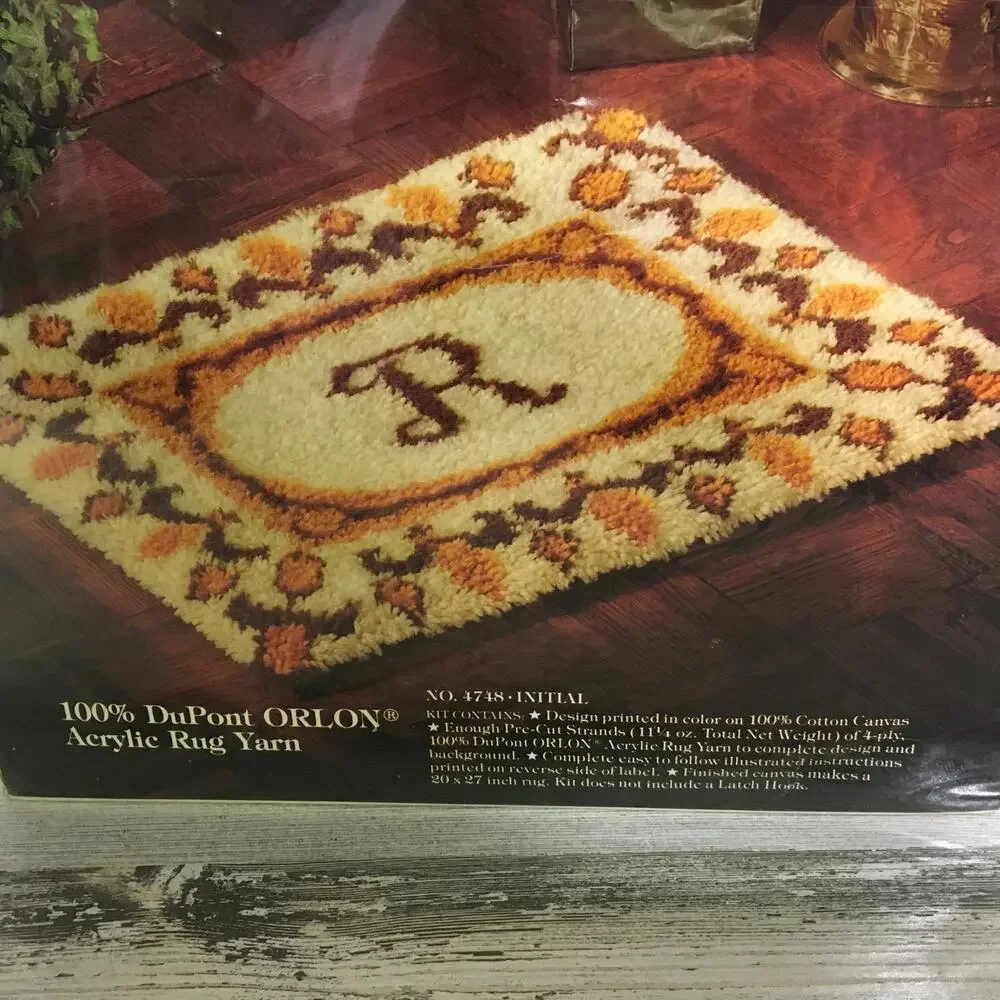 ANY INITIAL Monogram Wonderart Latch Hook Rug Kit 4748 NEW SEALED 20 x 27